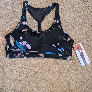 Shosho Black Floral Sports Bra